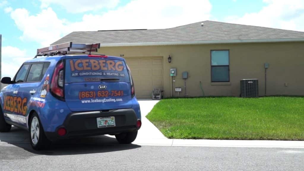 Iceberg Home Services AC repair van at a Central Florida home